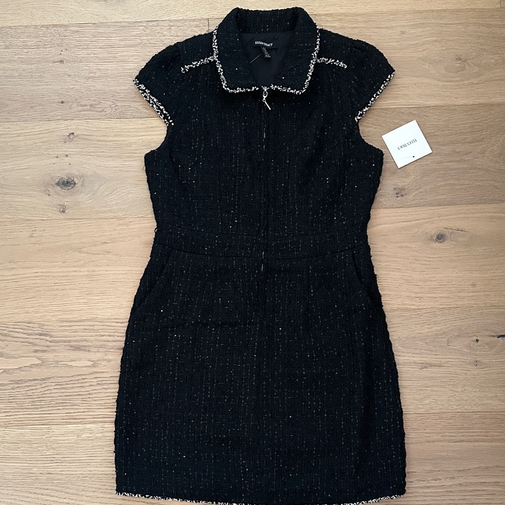 Ellen Tracy Black Tweed Mini Dress